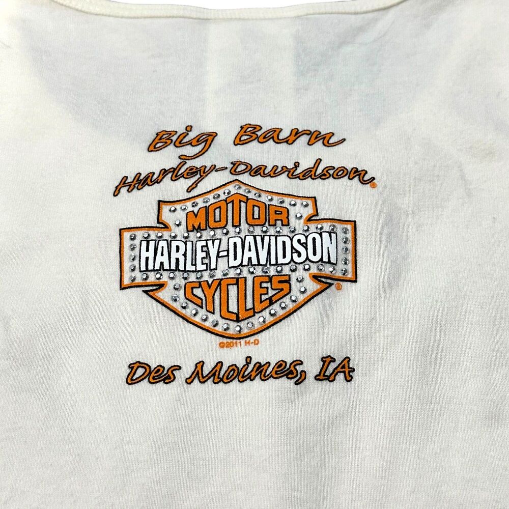 Harley-Davidson Y2K Bedazzled Rhinestone Tank Top | Ivory | Size M - Picture 4 of 6